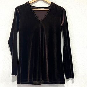 Nally & Millie Women’s Dark Brown Velvet Feel Hooded Blouse Size Medium